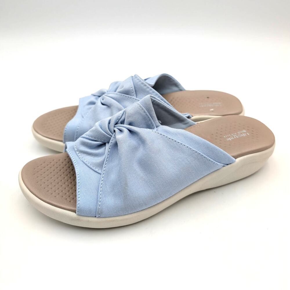 Life Stride Cherish Slide Sandals Open Toe Women's Light Blue Size US9M EU40